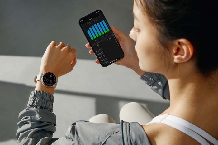 Deskripsi monitor kesehatan dengan Garmin Smart Watch.
