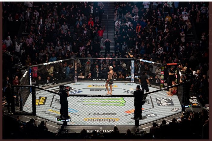 Arena pertarungan UFC 269 di T-Mobile Arena, Las Vegas, Nevada, Amerika Serikat, Minggu (12/12/2021).