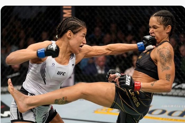 Duel Julianna Pena (kiri) melawan Amanda Nunes (kanan) pada UFC 269, Minggu siang (12/12/2021) WIB.