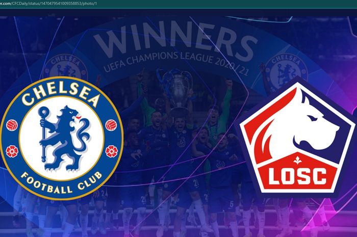 Ilustrasi pertemuan antara Chelsea dan Lille pada babak 16 besar Liga Champions 2021-2022.
