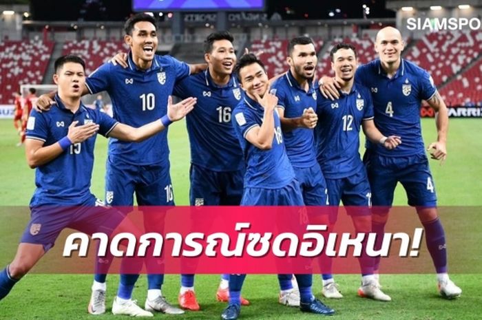 Selebrasi para pemain Timnas Thailand saat mengalahkan Vietnam di ajang semifinal Piala AFF 2020