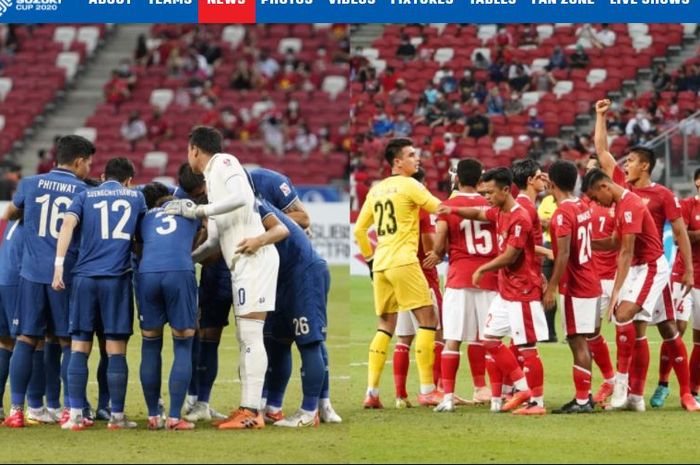 Timnas Thailand (kiri) dan Timnas Indonesia di ajang Piala AFF 2020.