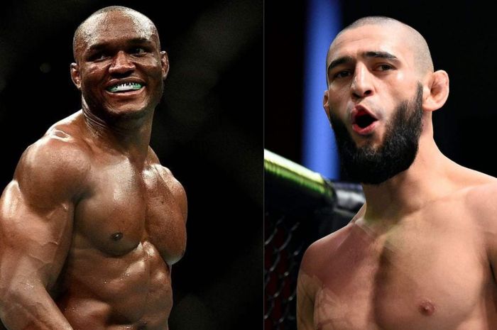 Montase dua jagoan UFC, Kamaru Usman (kiri) dan Khamzat Chimaev .