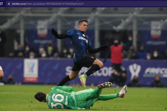 Alexis Sanchez menjadi pahlawan kemenangan Inter Milan atas Juventus dalam laga Piala Super Italia di Stadion Giuseppe Meazza, Rabu (12/1/2022) waktu setempat atau Kamis dini hari WIB.