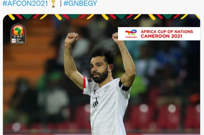 Mohamed Salah mencetak gol tunggal kemenangan 1-0 Mesir atas Guinea-Bissau di Grup D Piala Afrika 2021, Sabtu (15/1/2022) di Garoua.