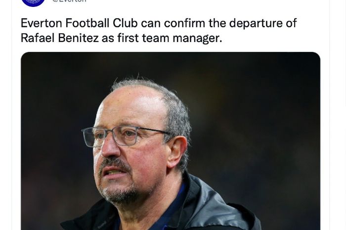 Everton resmi memecat Rafael Benitez sebagai pelatih.