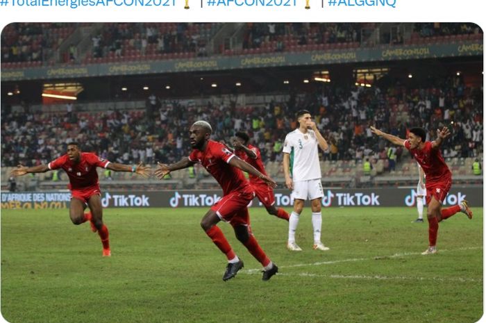 Guinea Ekuatorial mengalahkan juara bertahan Aljazair dalam laga Grup E Piala Afrika 2021, Minggu (16/1/2022) di Douala.