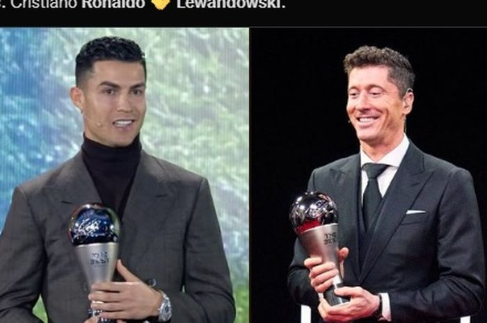 Striker Bayern Muenchen dan timnas Polandia, Robert Lewandowski, kini selevel dengan Cristiano Ronaldo dan unggul 1 trofi dari Lionel Messi usai dinobatkan menjadi Pemain Terbaik FIFA 2021.