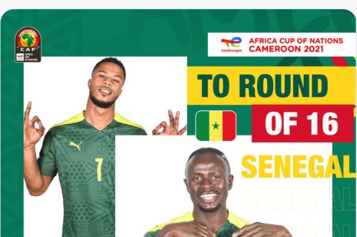 Walaupun hanya mencetak 1 gol dalam 3 pertandingan, Senegal yang diperkuat Sadio Mane lolos ke babak 16 besar Piala Afrika 2021 sebagai juara Grup B.