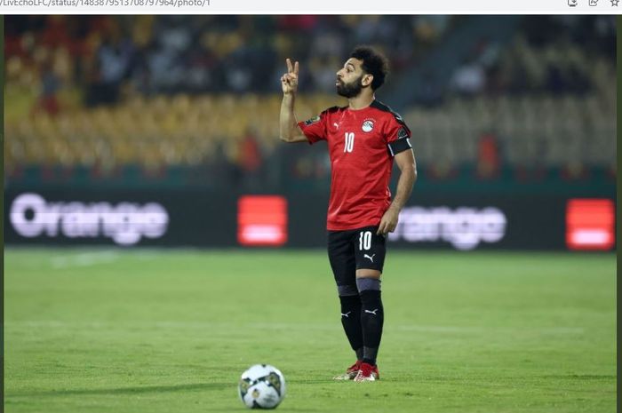 Aksi bintang Liverpool, Mohamed Salah, saat membela timnas Mesir pada ajang Piala Afrika 2021.