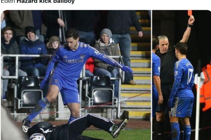 Insiden ketika Eden Hazard menendang ballboy pada 2013.