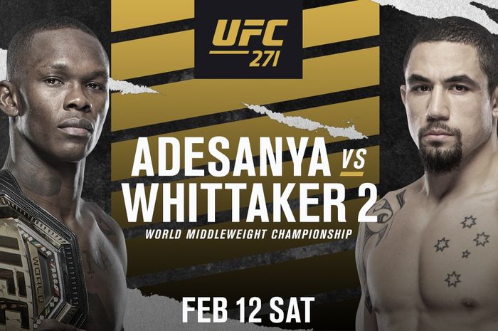 Poster pertarungan Israel Adesanya vs Robert Whittaker di UFC 271.