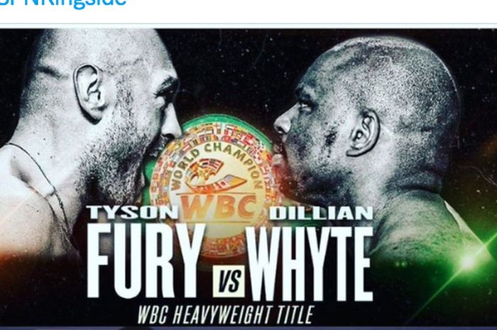 Poster pertandingan perebutan gelar juara kelas berat WBC, Tyson Fury vs Dillian Whyte.