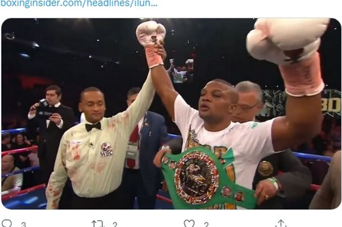 Momen penantang Canelo Alvarez, Ilunga Makabu dinyatakan menang dalam duel tinju melawan Thabiso Mchunu pada Minggu (30/1/2022) WIB.