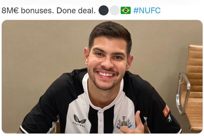 Bruno Guimaraes, rekrutan Newcastle United di bursa transfer Januari 2022.