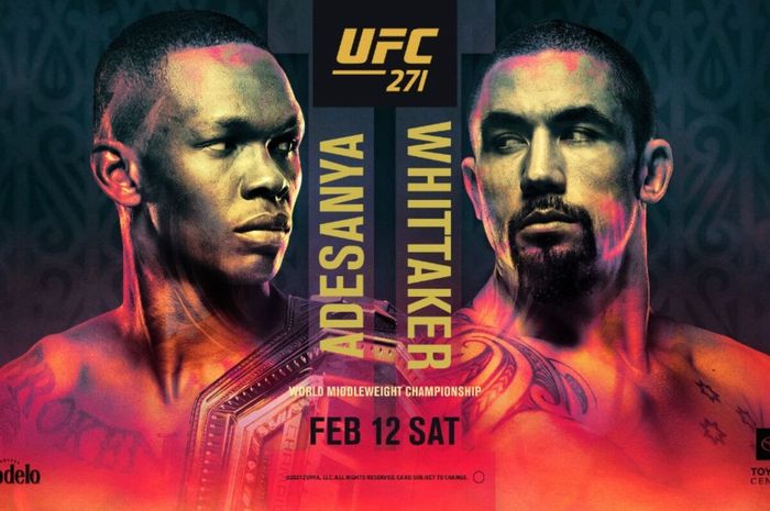 Poster pertarungan Israel Adesanya vs Robert Whittaker di UFC 271.