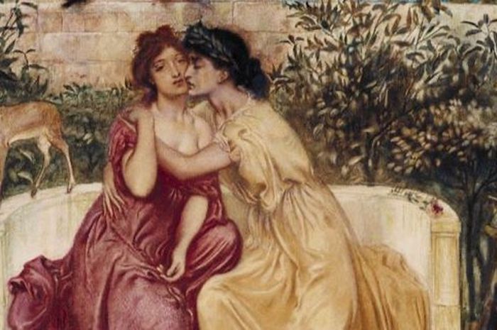 Sappho dan Erinna di Taman Mytelene oleh Simeon Solomon. 