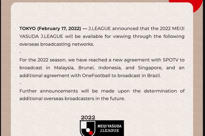 J.League resmi memberi hak siar ke Indonesia