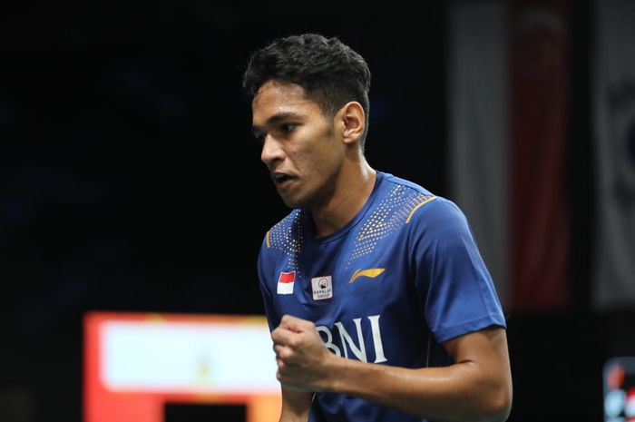 Tunggal putra Indonesia, Chico Aura Dwi Wardoyo, saat tampil pada ajang Kejuaraan Beregu Asia 2022 di Setia City Convention Centre, Selangor, Malaysia Jumat (18/2/2022).
