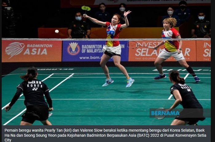 Tim Bulu Tangkis Putri Malaysia saat bertanding melawan Tim Korea Selatan