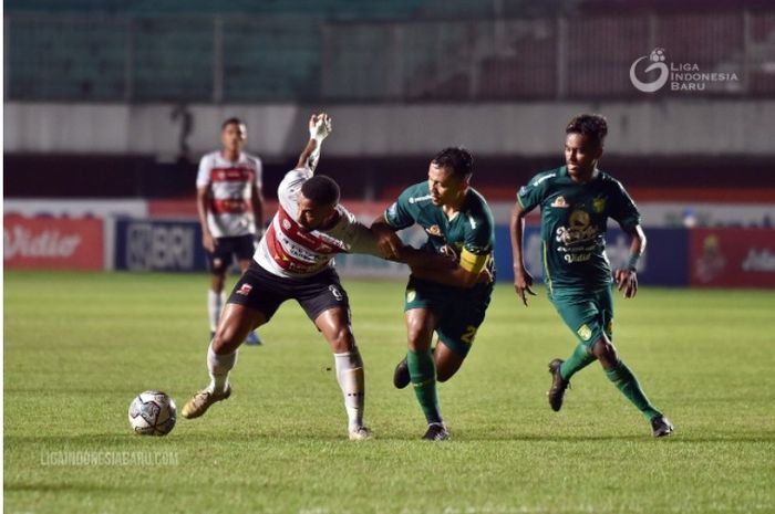 Pertemuan terakhir Persebaya lawan Madura United di Stadion Maguwoharjo, Sleman (20/11/2021). Persebaya menang 1-0 lewat gol Jose Wilkson.