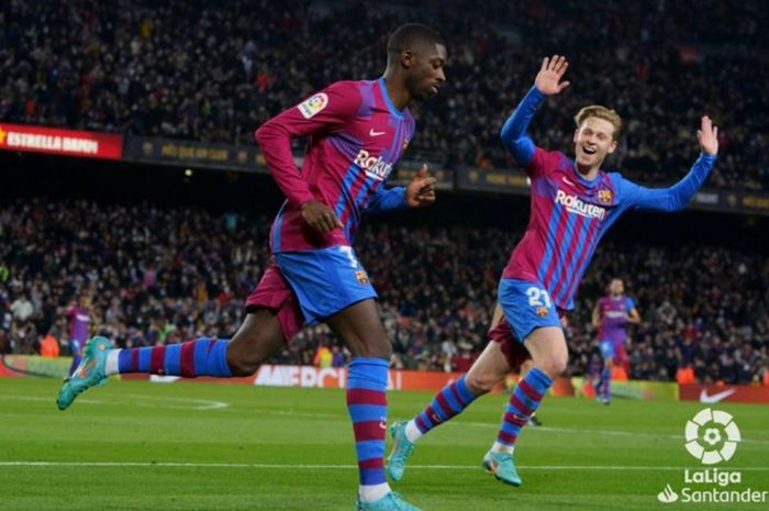 Penyerang Barcelona, Ousmane Dembele, kini sejajar dengan Lionel Messi setelah kembali mencetak assist di Liga Spanyol.