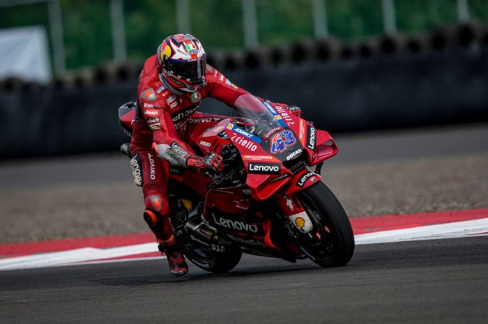 Pembalap Ducati Lenovo, Jack Miller, jelang berlomba pada MotoGP 2022.
