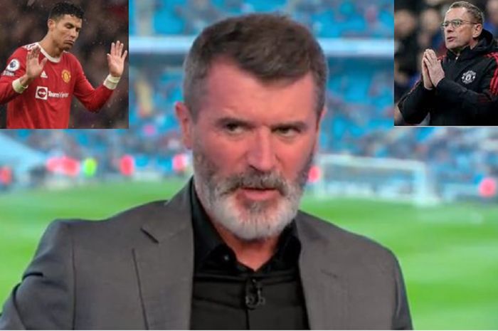 Roy Keane curigai pelatih Ralf Rangnick (kanan) soal Cristiano Ronaldo (kiri) absen dalam duel Manchester City versus Manchester United.
