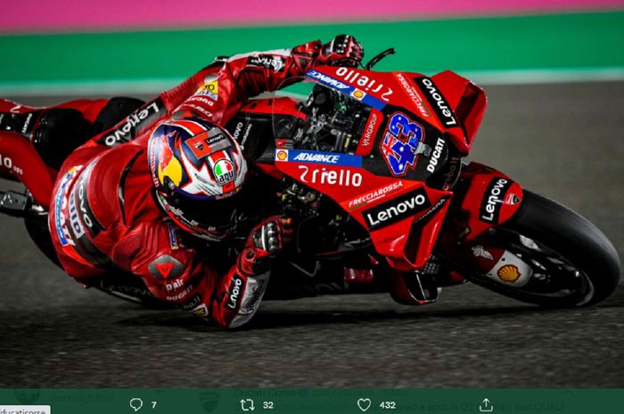 Pembalap Ducati Lenovo, Jack Miller, saat balapan MotoGP Qatar 2022.