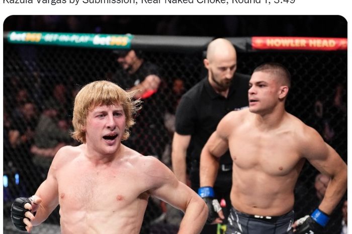 Paddy Pimblett mengalahkan Kazula Vargas di ronde pertama pada gelaran UFC London, Minggu (20/3/2022) WIB di The O2 Arena.