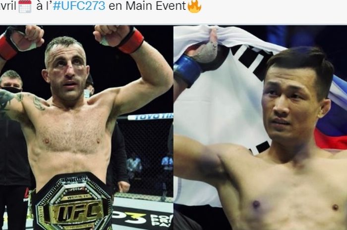 Montase Alexander Volkanovski (kiri), dan Chan Sung Jung atau Zombi Korea (kanan) yang akan disabung di UFC 273.