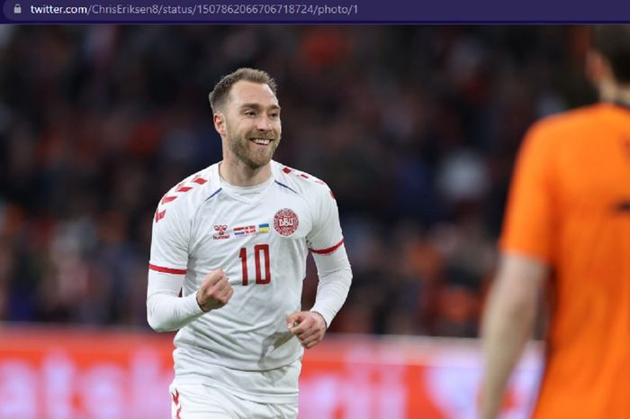 Christian Eriksen tampil untuk timnas Denmark dalam laga uji coba melawan timnas Belanda di Stadion Johan Cruiyff ArenA, Amsterdam, pada Minggu (27/3/2022) dini hari WIB.