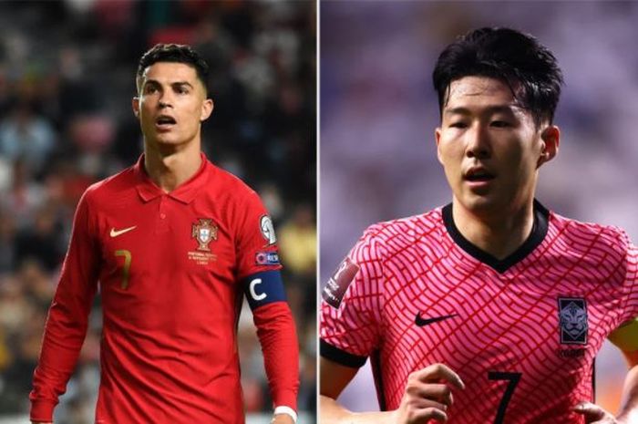 Penyerang Timnas Portugal Cristiano Ronaldo (kiri) dan penyerang Timnas Korea Selatan Son Heung-min.