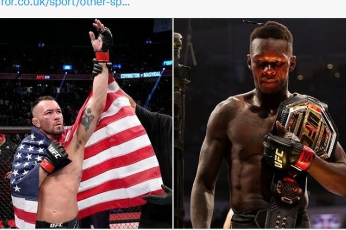 Montase dua jagoan UFC, Colby Covington (kiri), dan Israel Adesanya (kanan).