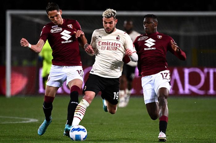 AC Milan dan Torino masih bermain sama kuat 0-0 di babak pertama laga pekan ke-32 Liga Italia 2021-2022