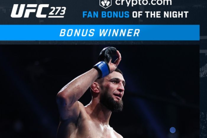 Khamzat Chimaev menjadi salah satu jagoan UFC 273 yang mendapatkan bonus bitcoin hasil voting penggemar.