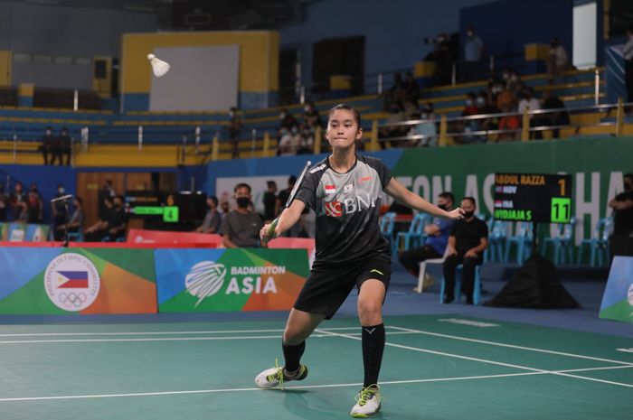 Tunggal putri Indonesia, Stephanie Widjaja, saat tampil pada babak kualifikasi Kejuaraan Asia 2022 di  di Muntinlupa Sports Complex, Manila, hari Selasa (26/4/2022).