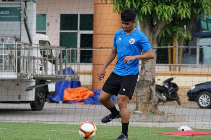 Asnawi Mangkualam saat mengikuti latihan timnas U-23 Indonesia jelang lawan Timor Leste di SEA Games 2021.