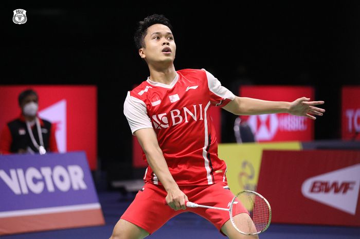 Tunggal putra Indonesia, Anthony Sinisuka Ginting di Piala Thomas 2022.