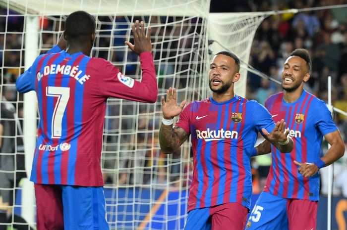 Ousmane Dembele sukses memberikan assist untuk gol Memphis Depay dan Pierre-Emerick Aubameyang saat Barcelona menang 3-1 atas Celta Vigo pada pekan ke-36 Liga Spanyol 2021-2022, Selasa (10/5/2022) atau Rabu dini hari WIB.
