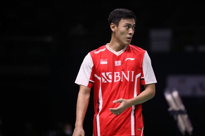 Pemain tunggal putra Indonesia, Shesar Hiren Rhustavito ketika bertemu Korea Selatan di Thomas Cup 2022 Rabu (11/5/2022)