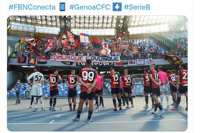 Genoa terdegradasi dari Liga Italia Serie A setelah kalah dari Napoli di partai pekan ke-37 (15/5/2022).