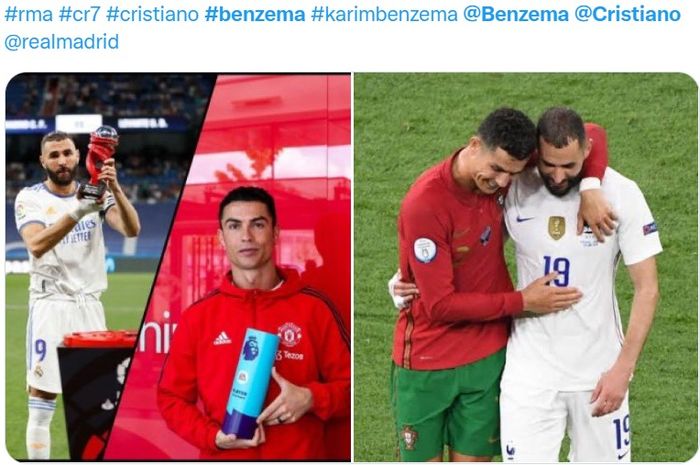 Perbandingan jumlah gol antara Karim Benzema dan Cristiano Ronaldo sejak keduannya berpisah pada 2018 lalu.