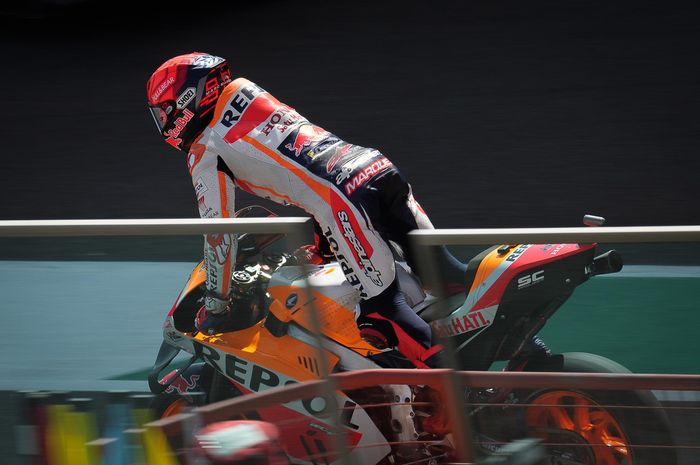 Pembalap Repsol Honda, Marc Marquez saat tampil pada MotoGP Italia 2022, Minggu (30/5/2022)