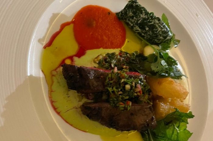 Seared Pommery & Rosemary Wagyu Flank 7+ by Chef Chandra Yudasswara and Chef Raymond Rjaily.