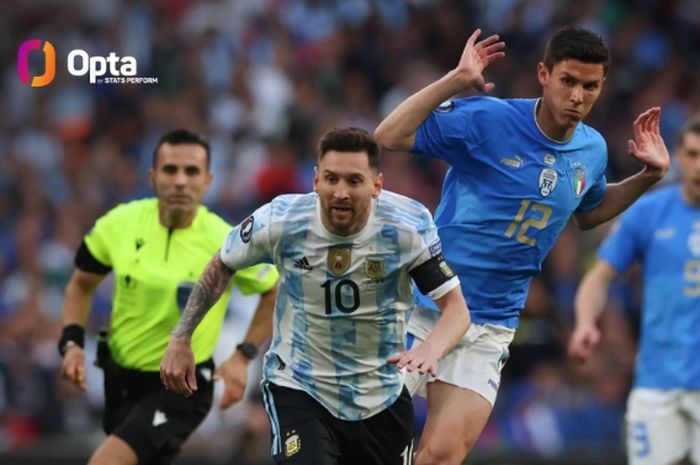 Megabintang timnas Argentina, Lionel Messi, mengukir statistik yang ciamik saat melawan timnas Italia. Berkat catatan itu, La Pulga pun menjadi Man of The Match.