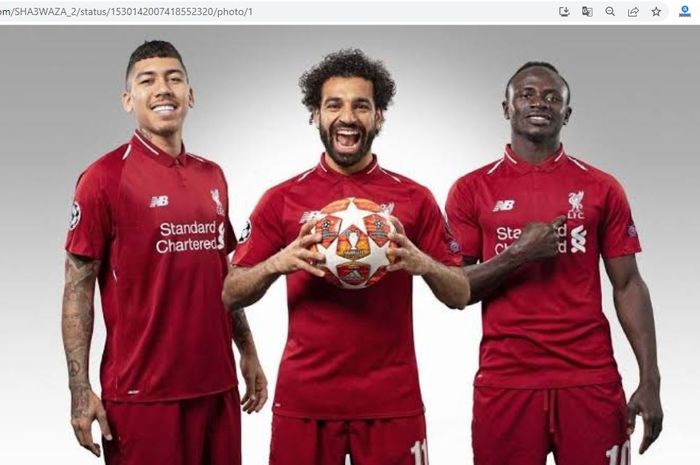 Trisula andalan Liverpool (dari kiri ke kanan): Roberto Firmino, Mohamed Salah, dan Sadio Mane.