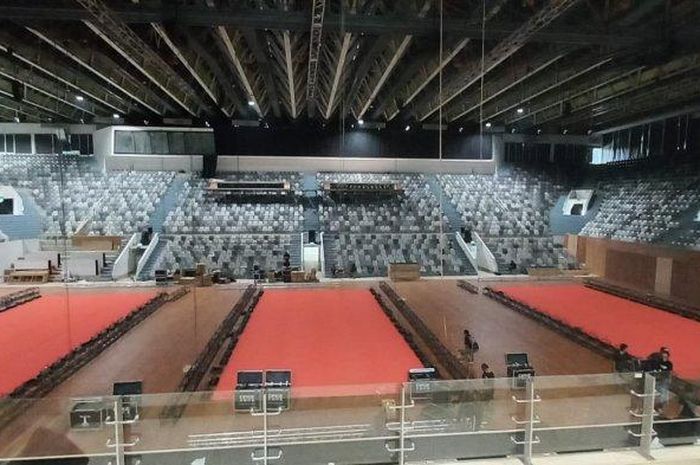 Indonesia Masters 2022 sudah memasuki persiapan lapangan di arena Istora Senayan Jakarta, Kamis (2/6/2022)