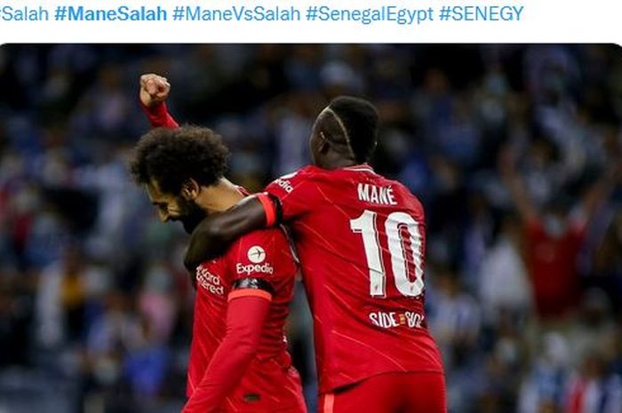 Pemain Liverpool, Sadio Mane dan Mohamed Salah.