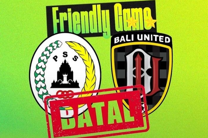 Poster pembatalan laga uji coba PSS Sleman lawan Bali United
